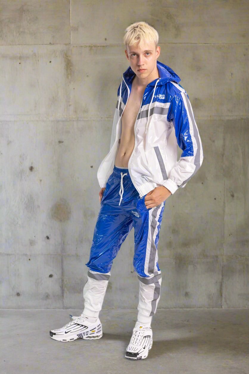 SHINE UP - white / blue / reflective - JACKET - NYLON