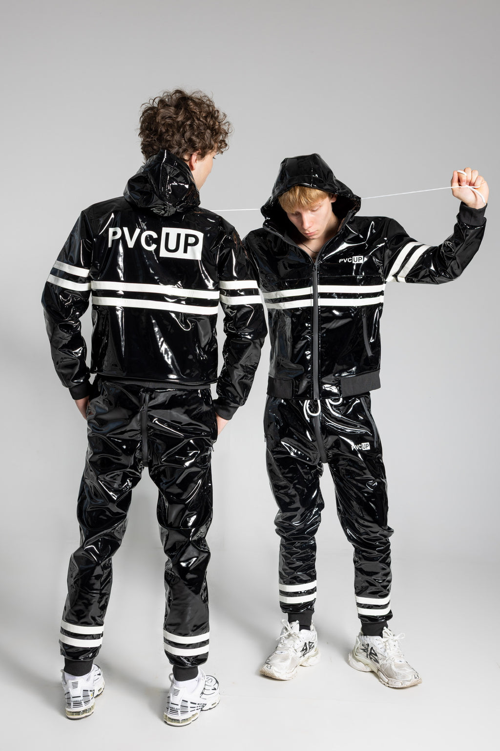 HOOK UP - black/white - PANTS - PVC PLUS
