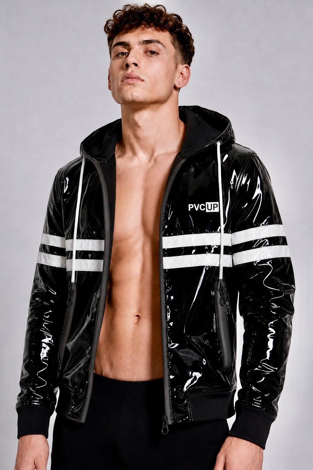 HOOK UP - black / white - JACKET - PVC PLUS
