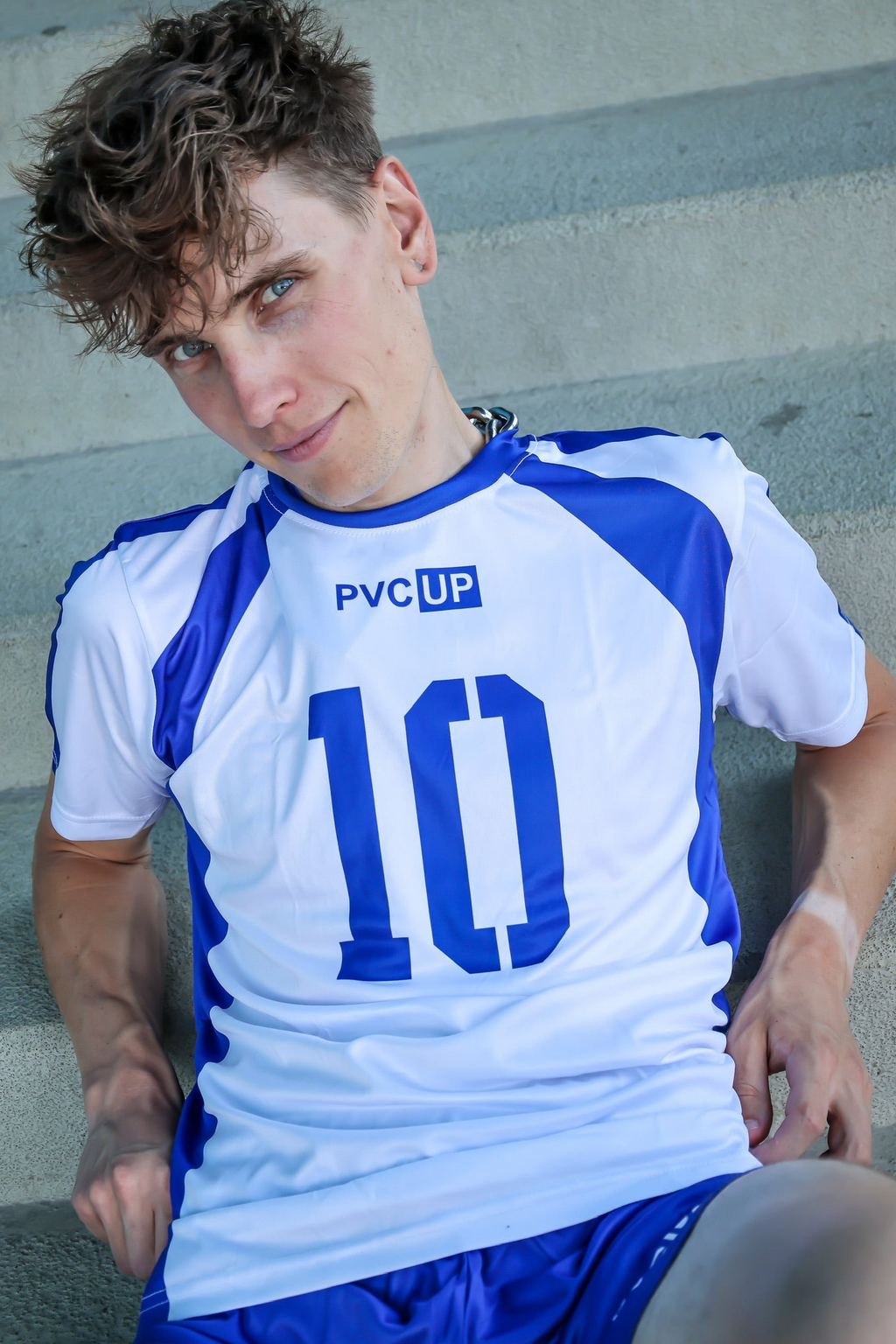 MATCH UP - white/blue - JERSEY - SATIN TECH