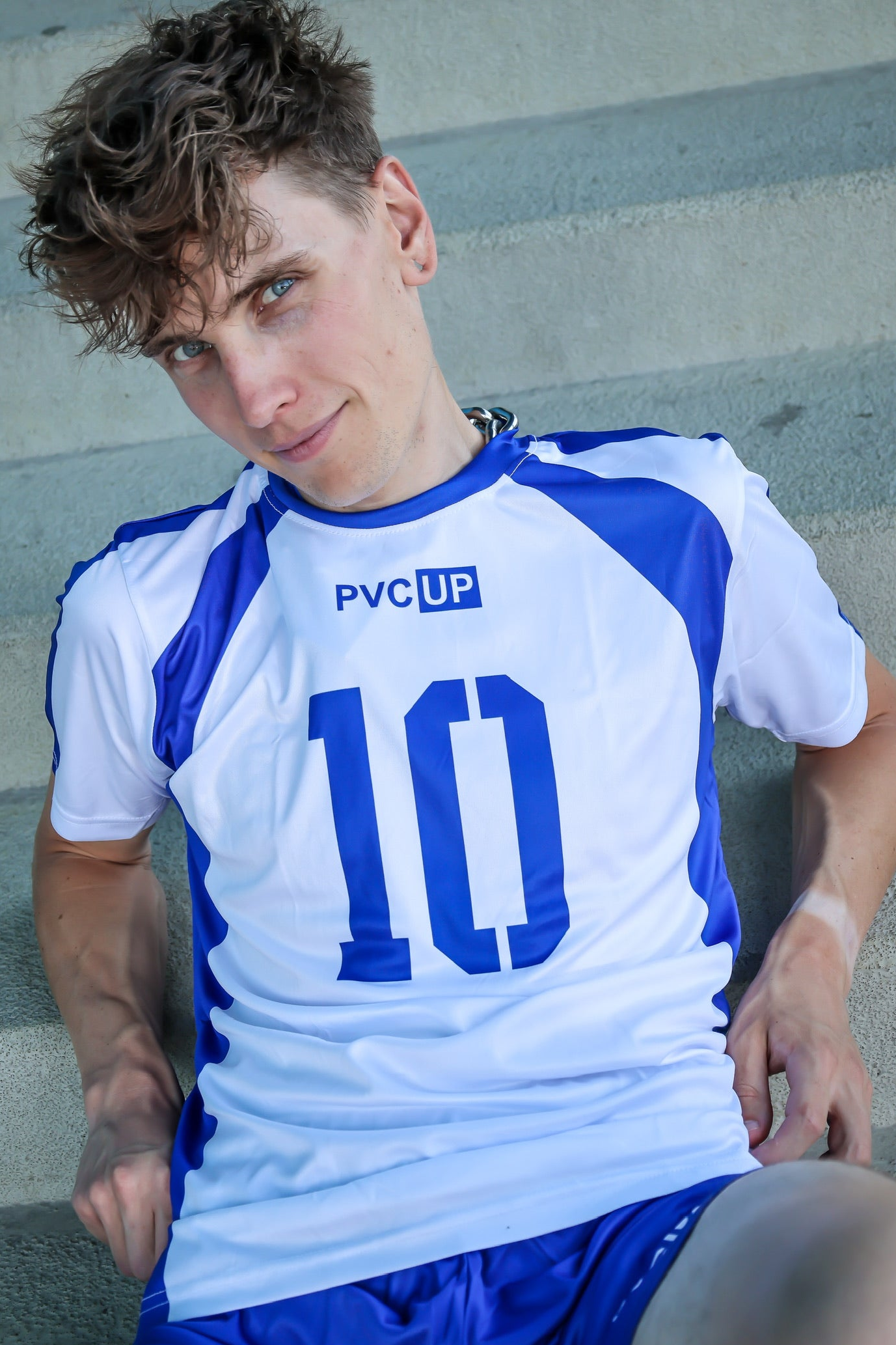 MATCH UP - white/blue - JERSEY - SATIN TECH