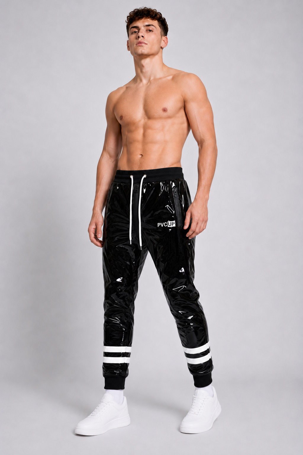 HOOK UP - black / white - PANTS - PVC PLUS