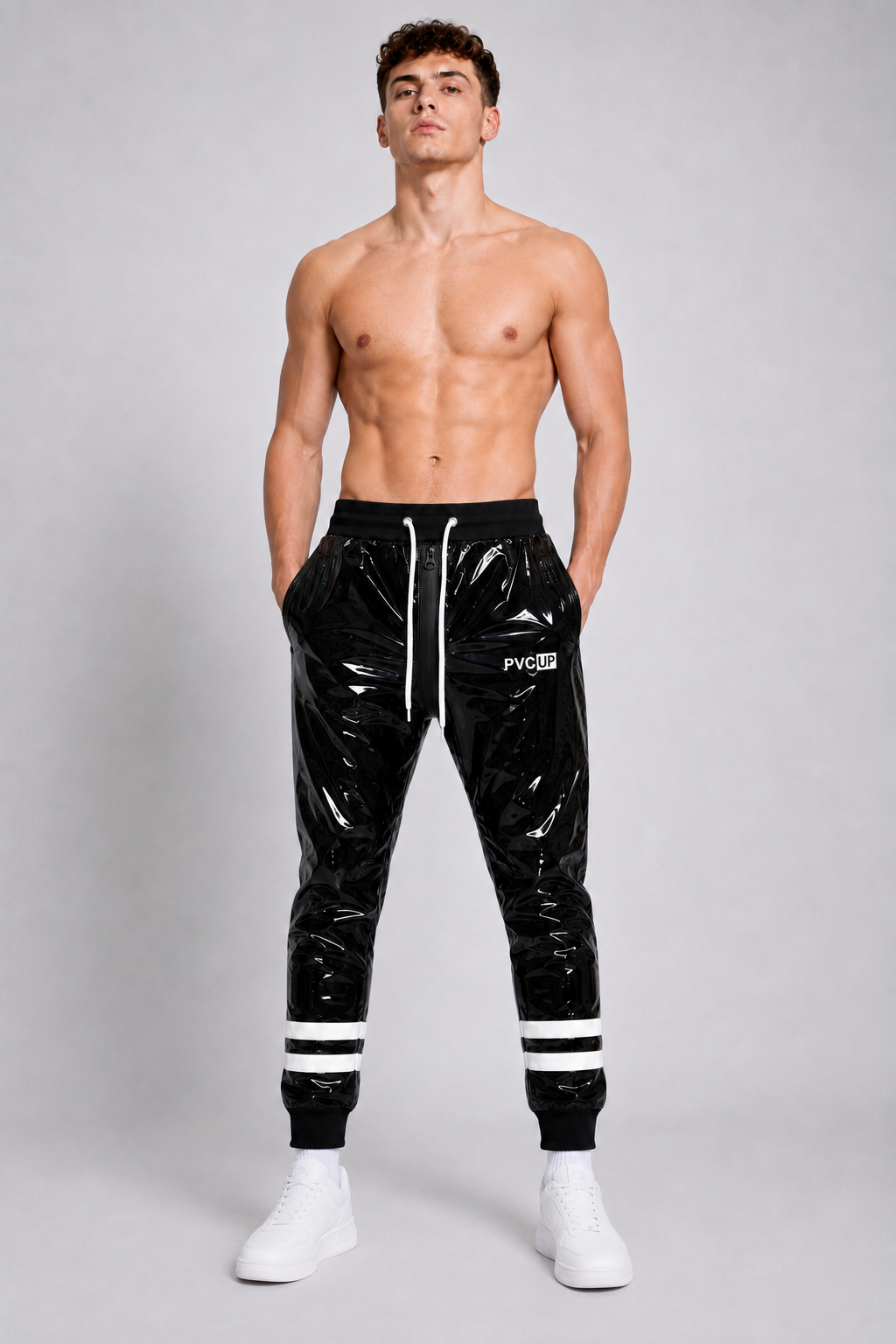 HOOK UP - black / white - PANTS - PVC PLUS