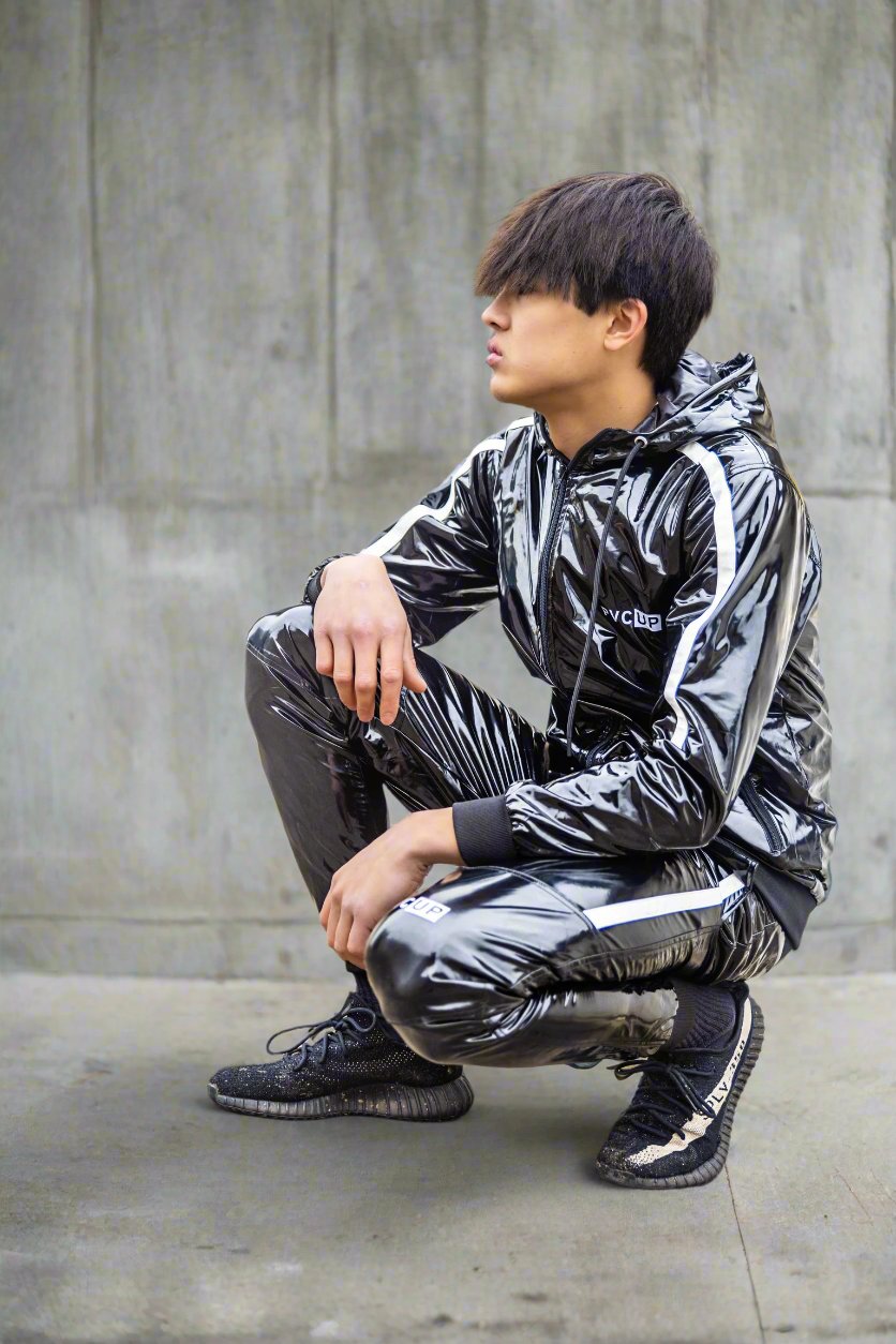 PLAY UP - black / white - PANTS - PVC