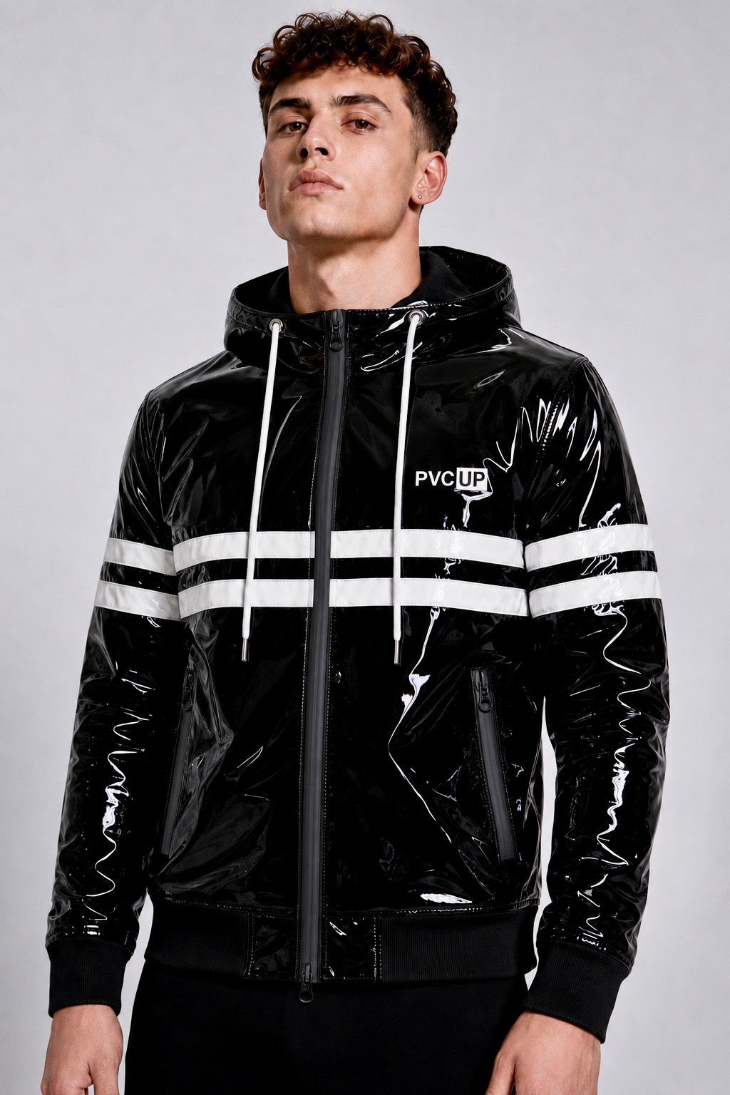 HOOK UP - black / white - JACKET - PVC PLUS