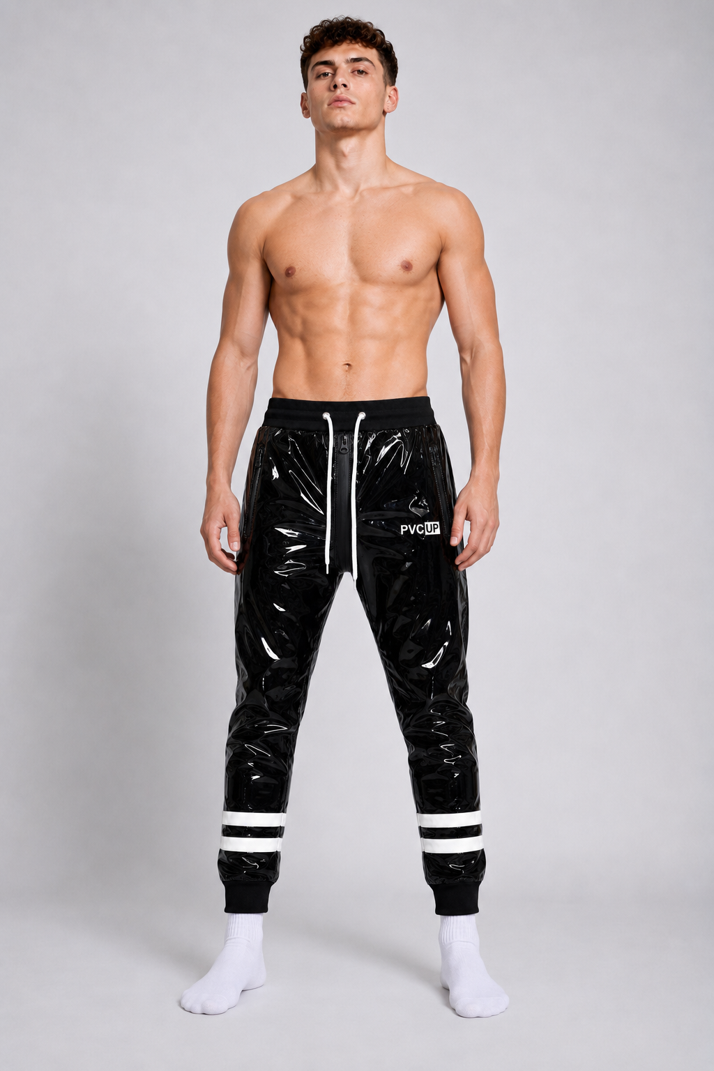 HOOK UP - black / white - PANTS - PVC PLUS