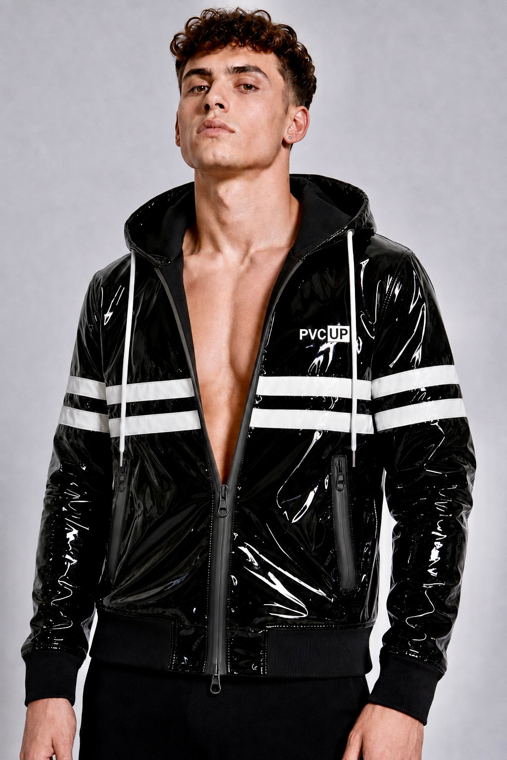 HOOK UP - black / white - JACKET - PVC PLUS
