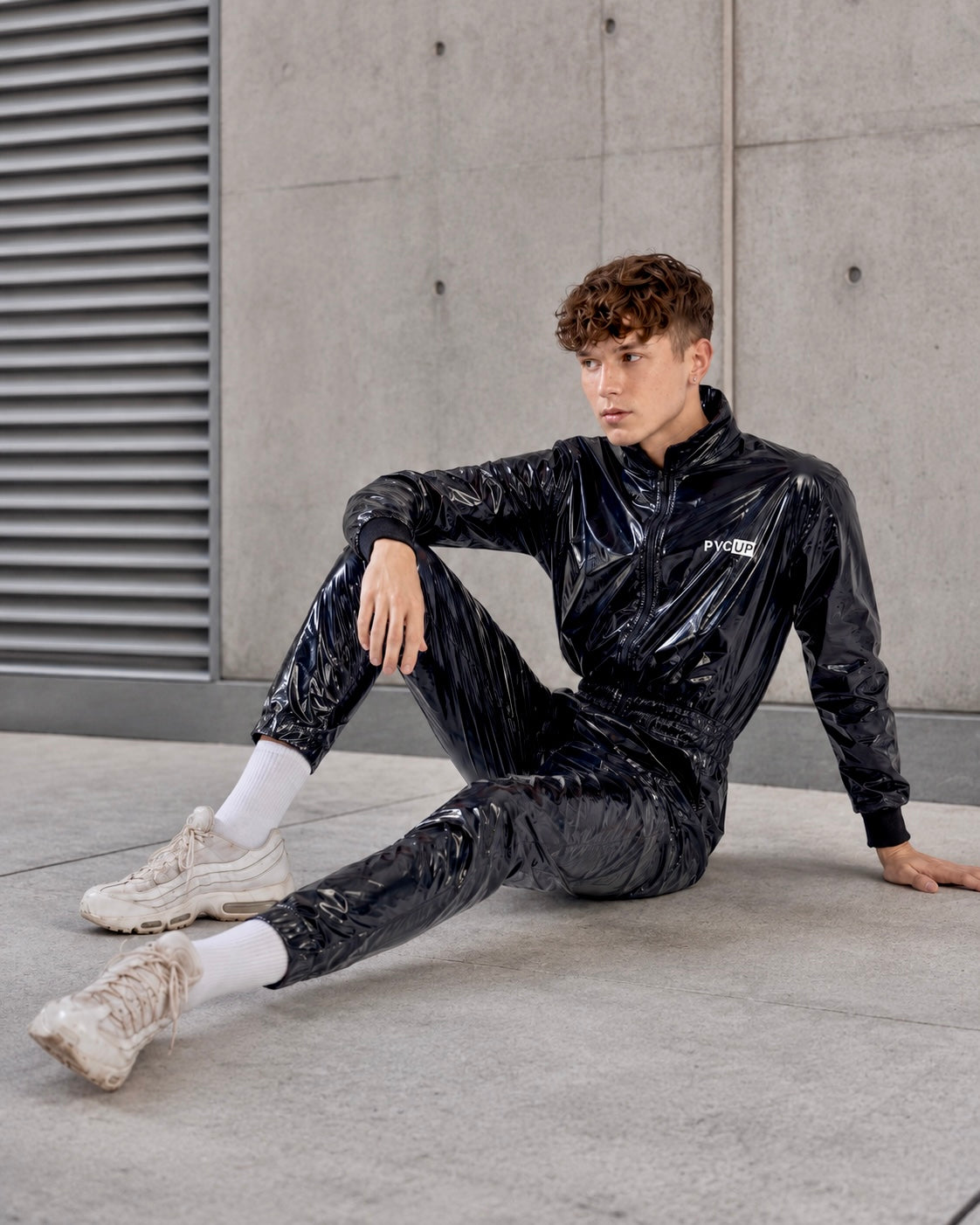 Jump Up Fullsuit | Glossy Black Nylon Full-Body Suit | PVC UP – PVC-UP
