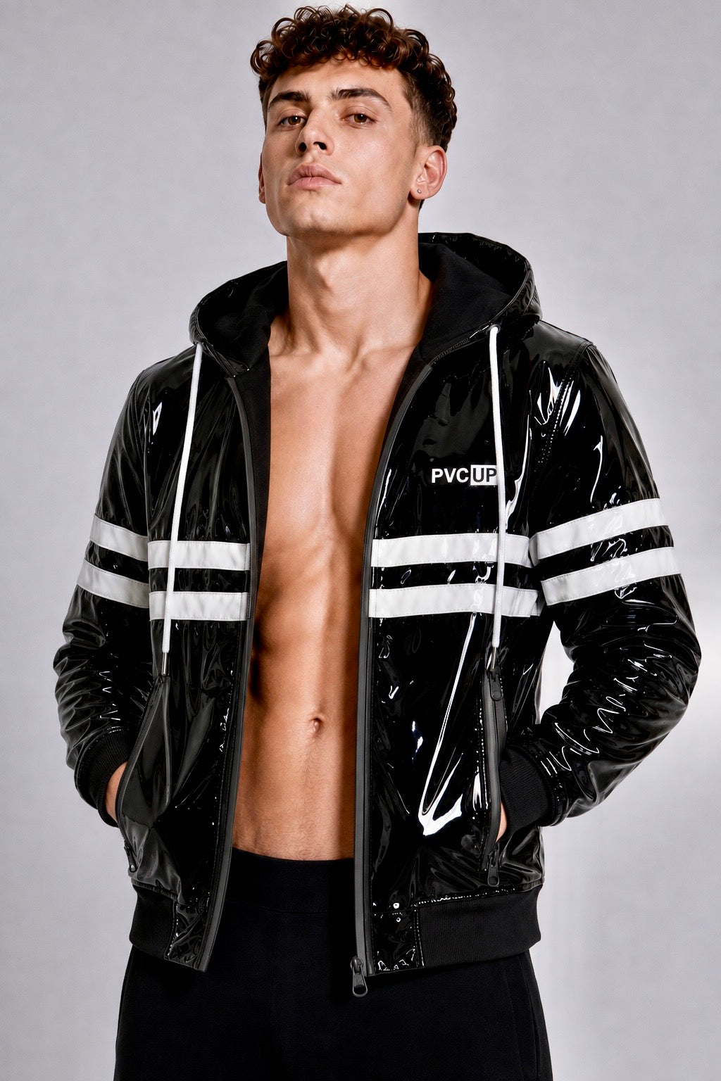 HOOK UP - black / white - JACKET - PVC PLUS