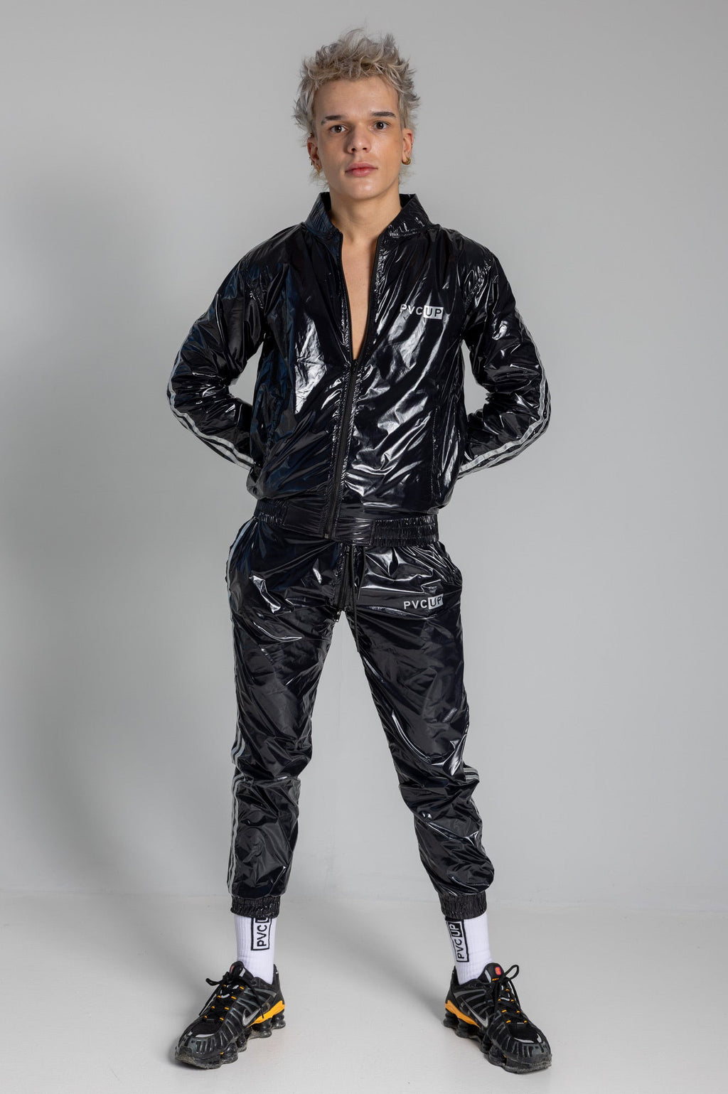 TOUCH UP - black / silver - PANTS - NYLON