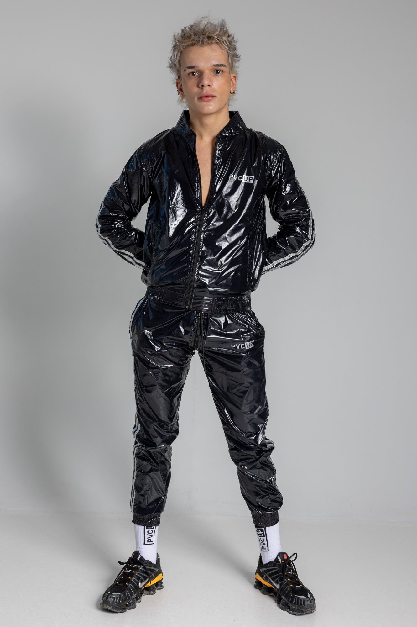 TOUCH UP - black / silver - PANTS - NYLON