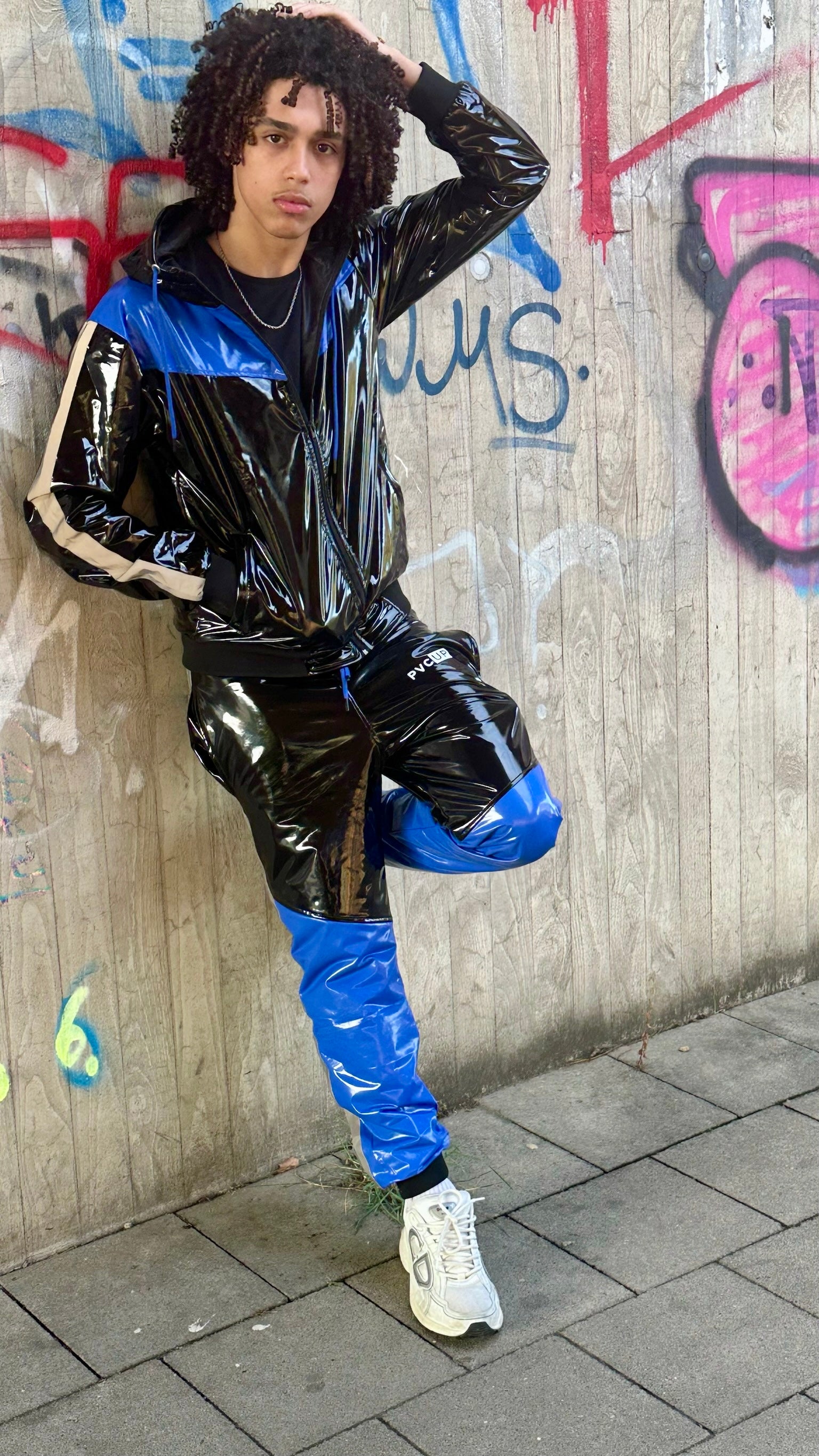 SUIT UP - black / blue / reflective - PANTS - PVC