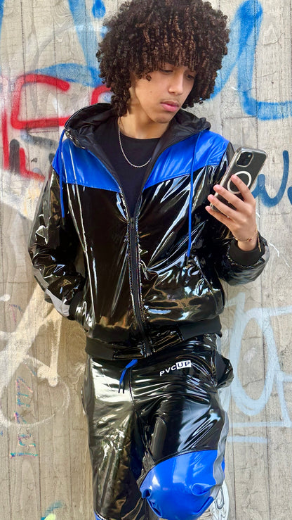 SUIT UP - black / blue / reflective - JACKET - PVC