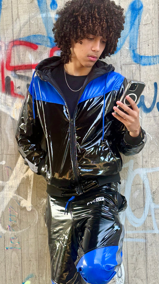 SUIT UP - black / blue / reflective - JACKET - PVC