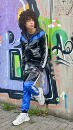 SUIT UP - black / blue / reflective - PANTS - PVC