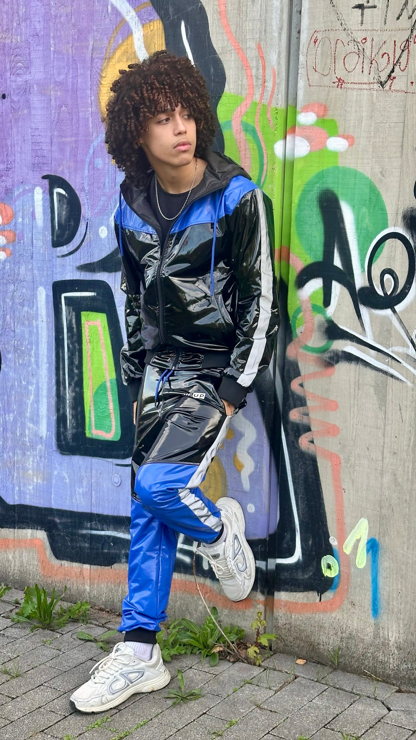 SUIT UP - black / blue / reflective - PANTS - PVC