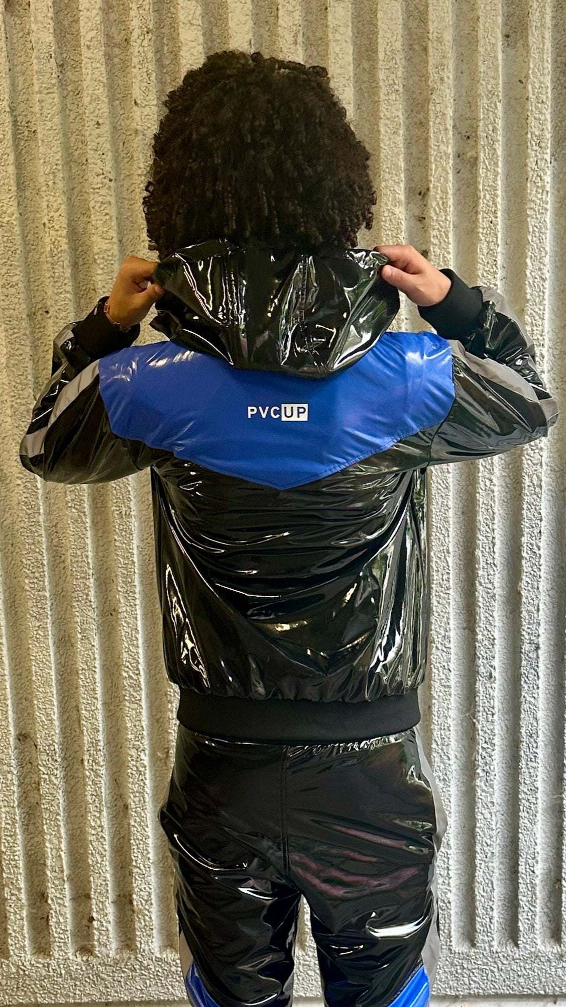 SUIT UP - black / blue / reflective - JACKET - PVC