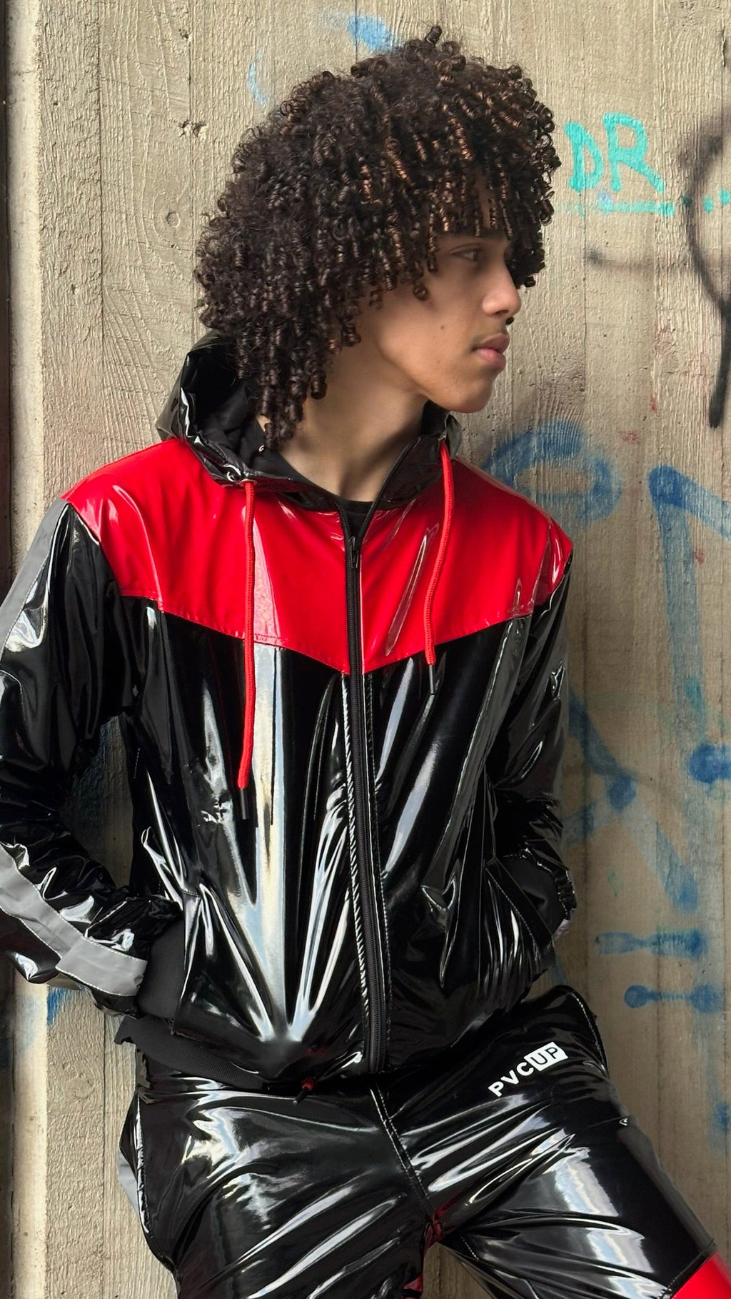 SUIT UP - black / red / reflective - JACKET - PVC