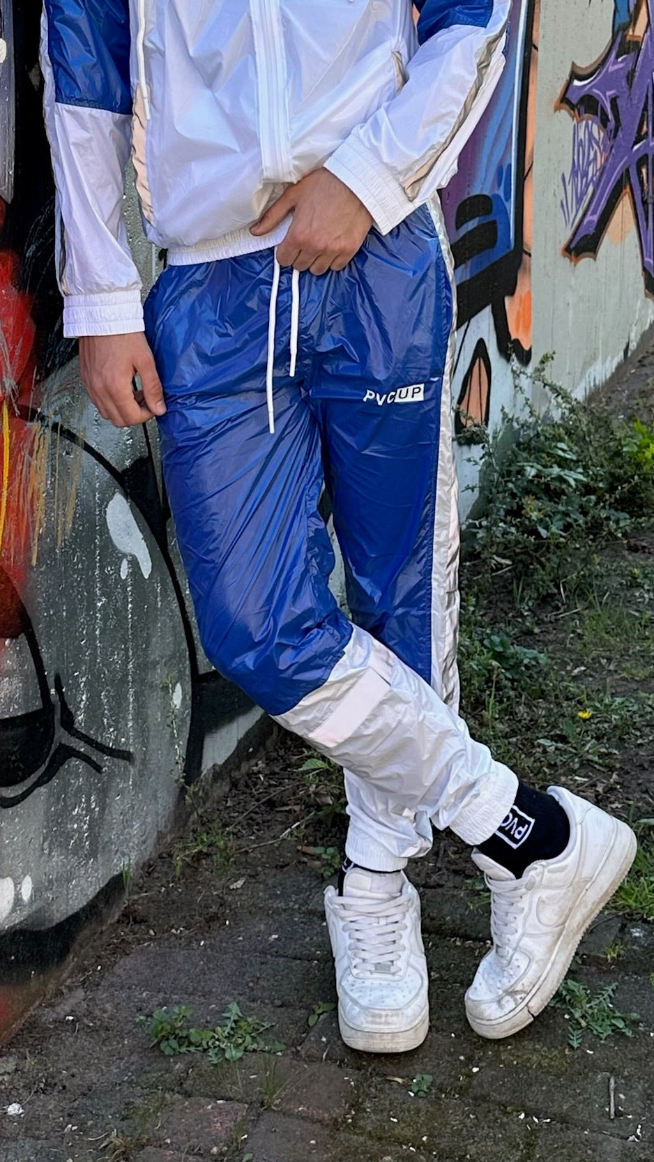 SHINE UP - white / blue / reflective - PANTS - NYLON