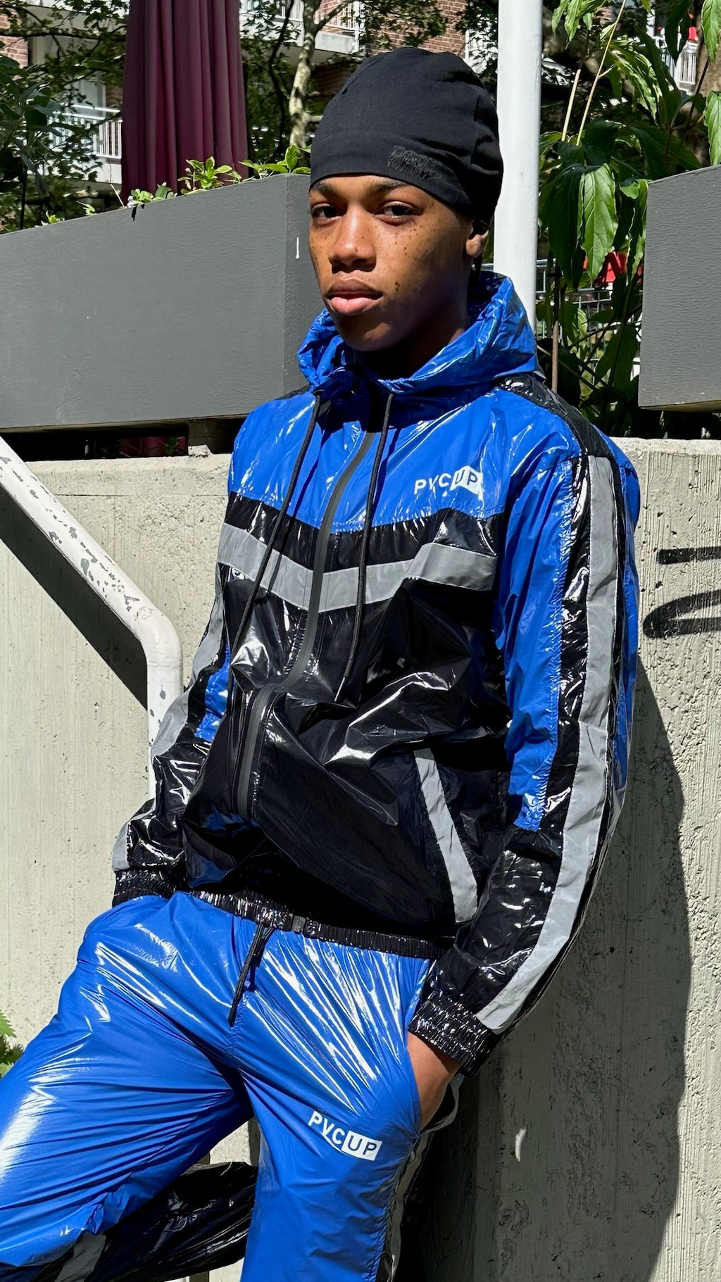 SHINE UP - black / blue / reflective - JACKET - NYLON