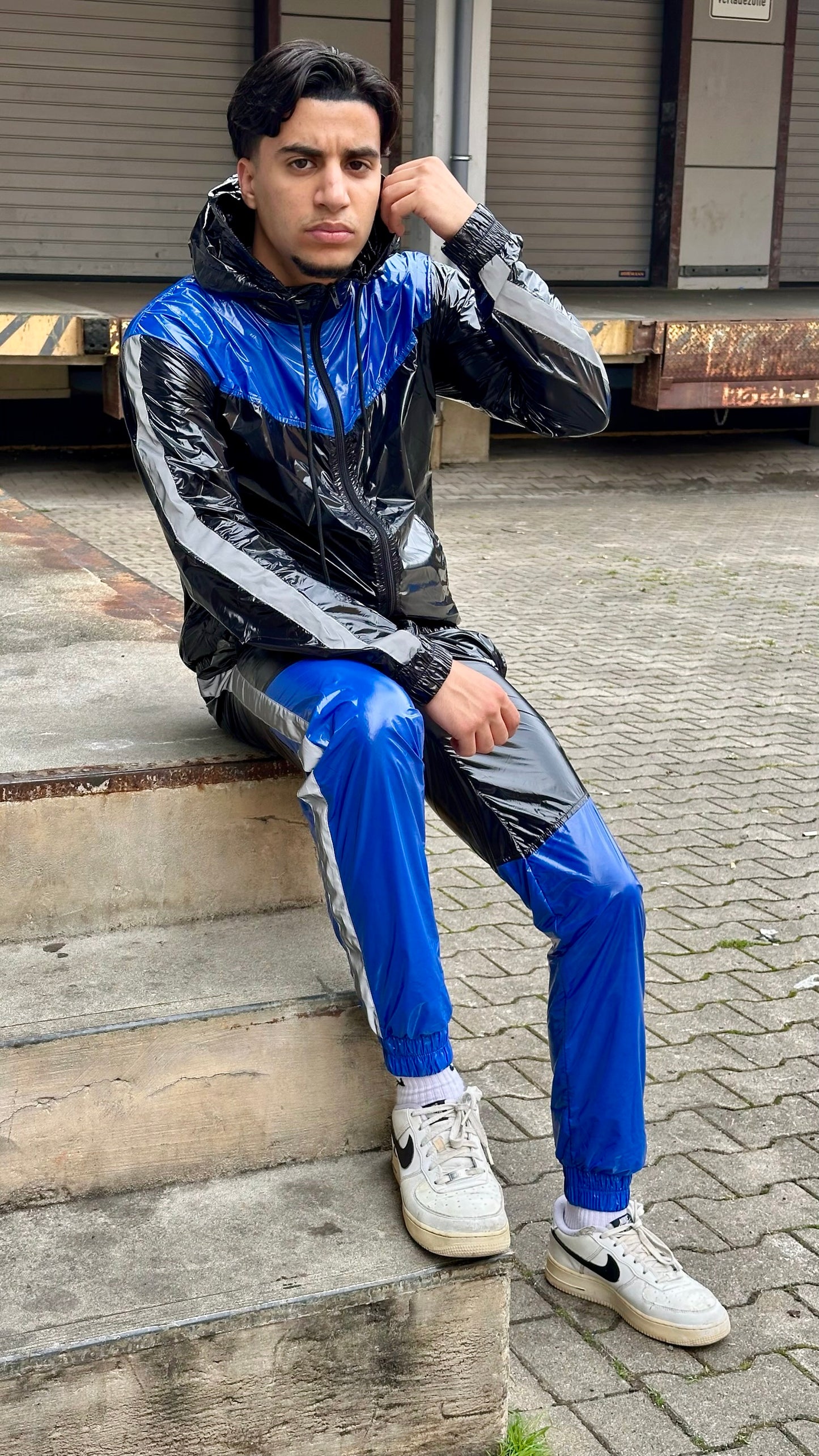 SUIT UP - black / blue / reflective - JACKET - NYLON