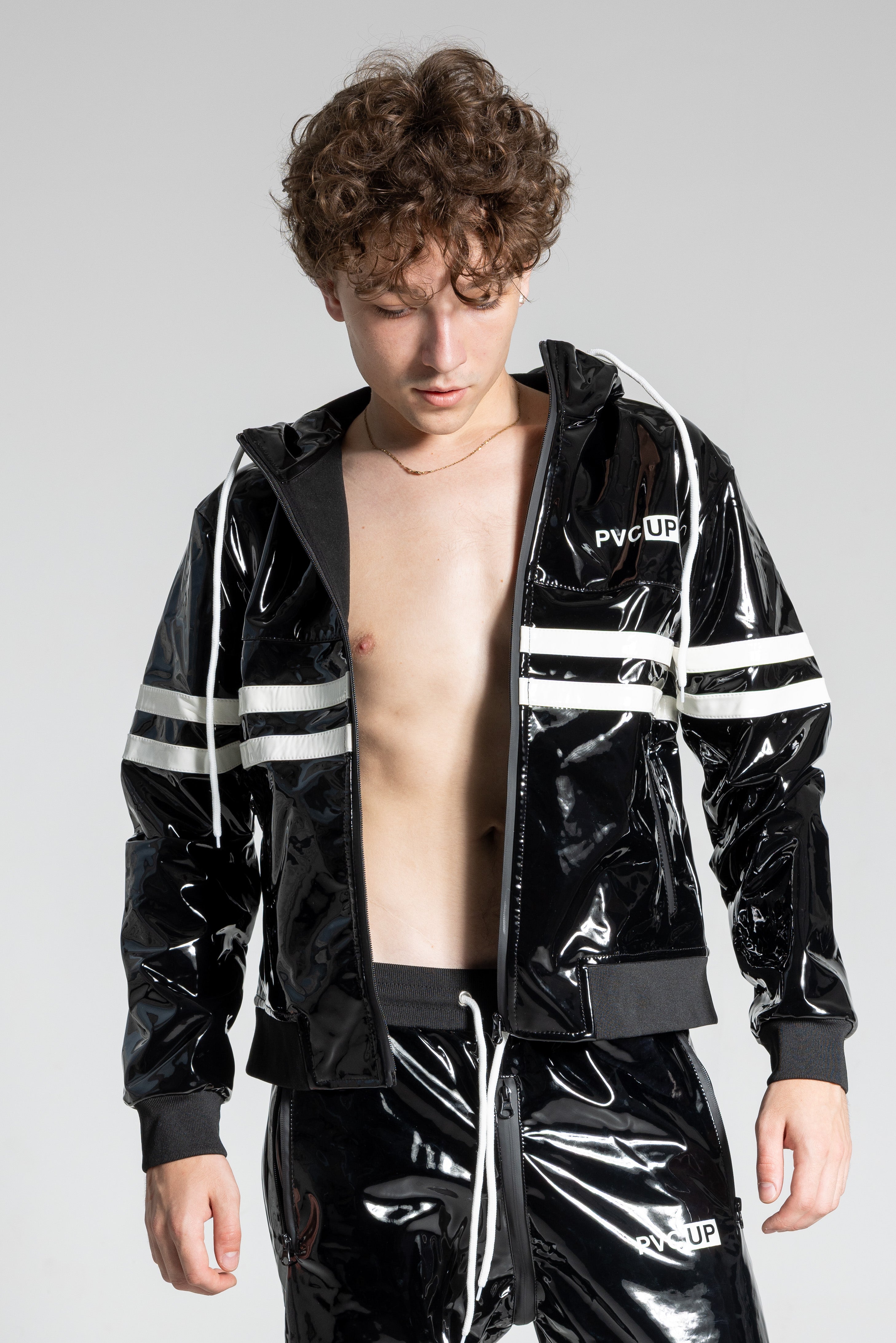 HOOK UP - black / white - JACKET - PVC PLUS