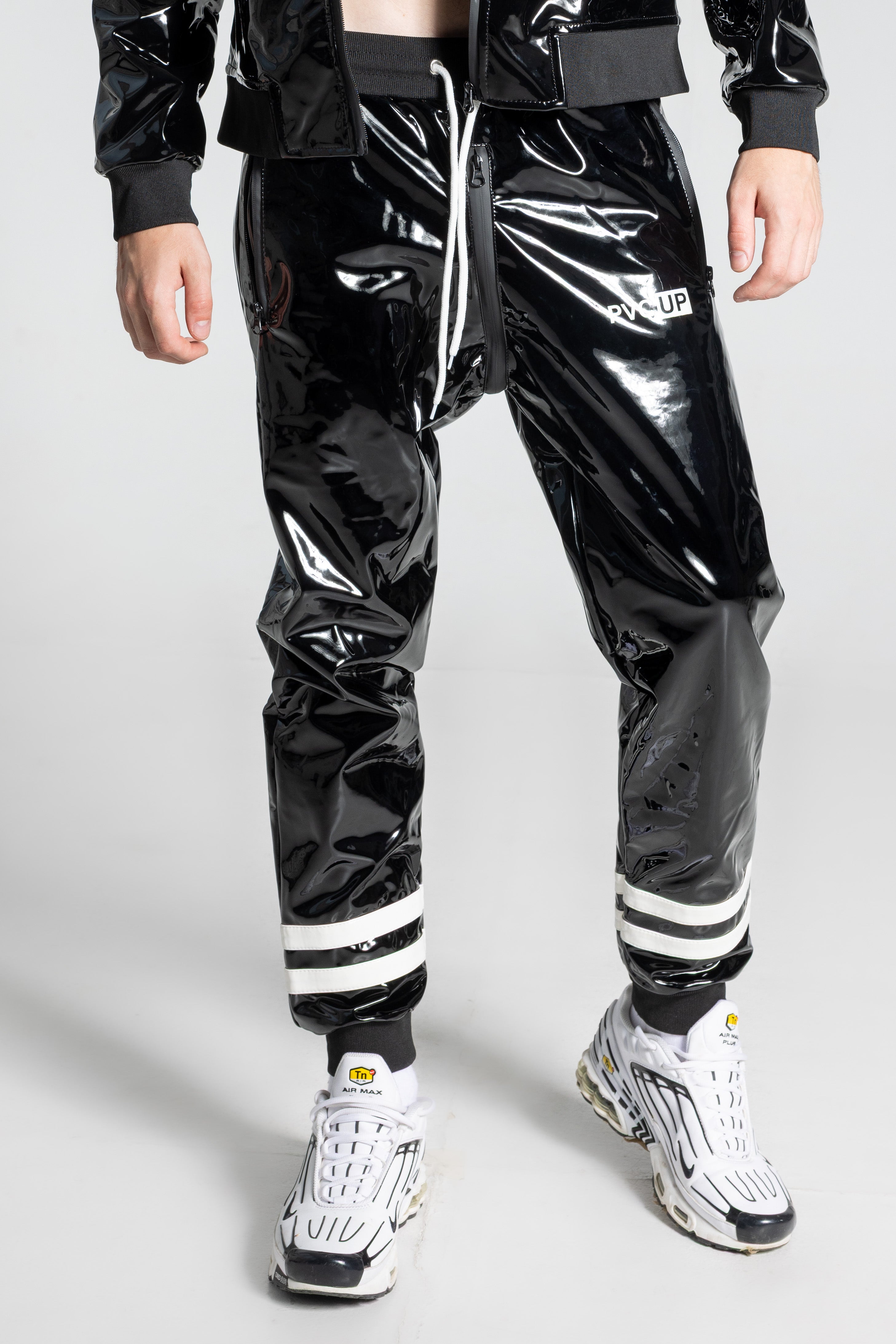 HOOK UP - black / white - PANTS - PVC PLUS