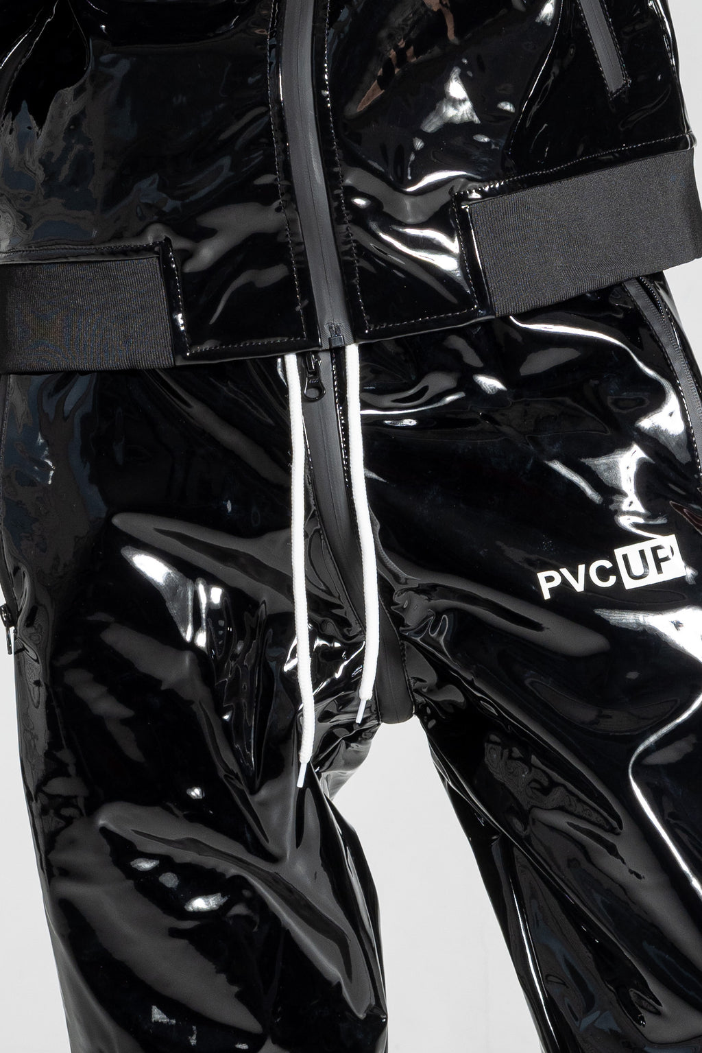 HOOK UP - black/white - PANTS - PVC PLUS