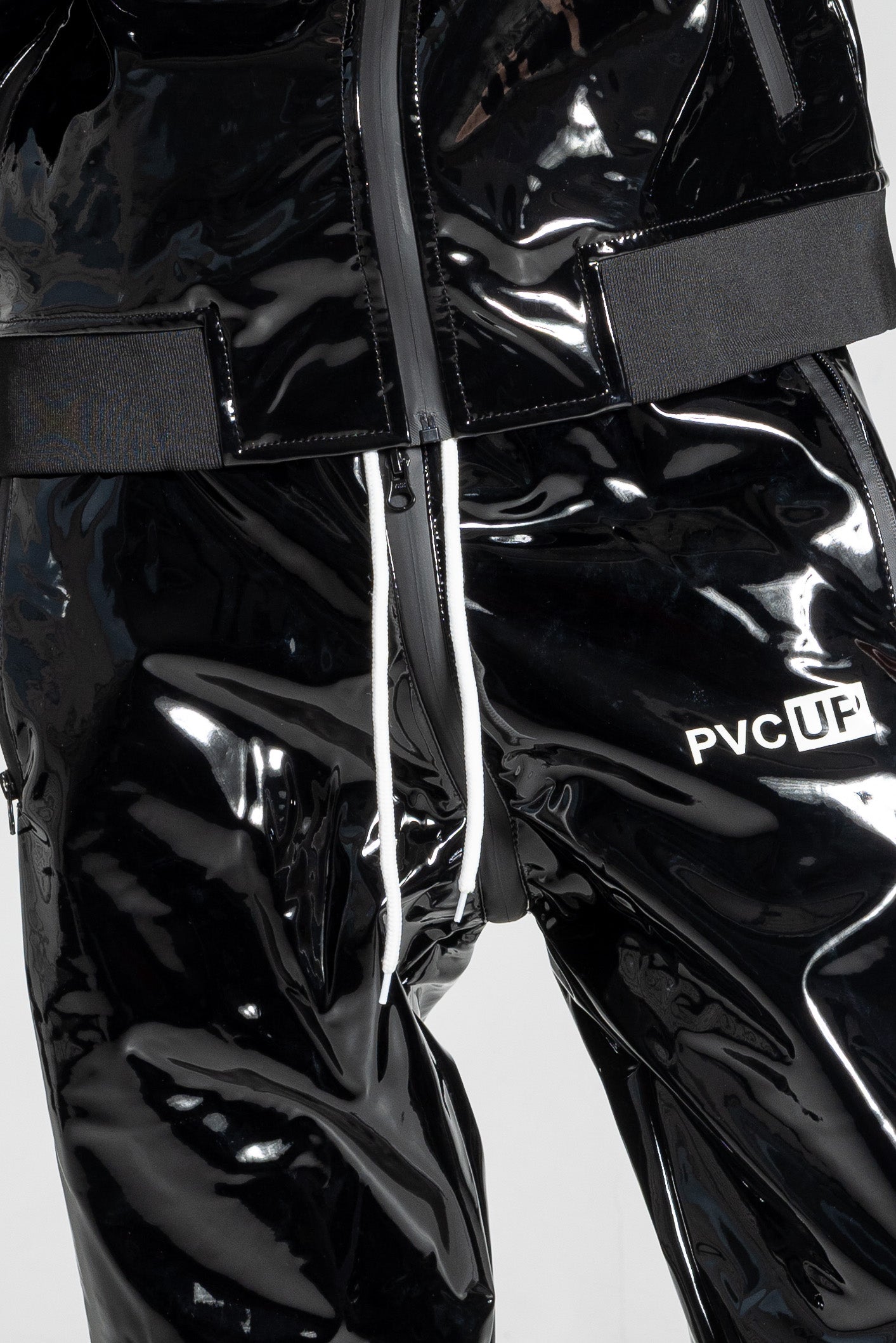 HOOK UP - black / white - PANTS - PVC PLUS