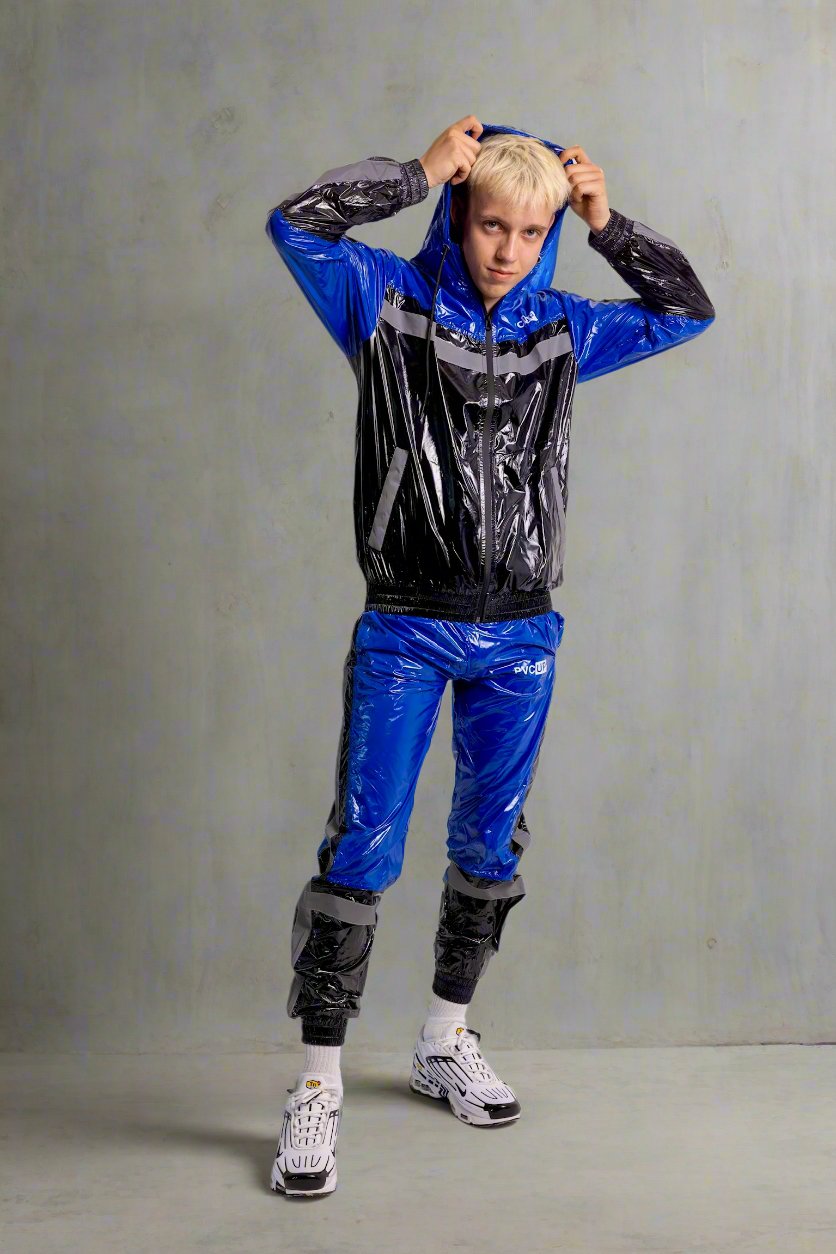 SHINE UP - black / blue / reflective - JACKET - NYLON