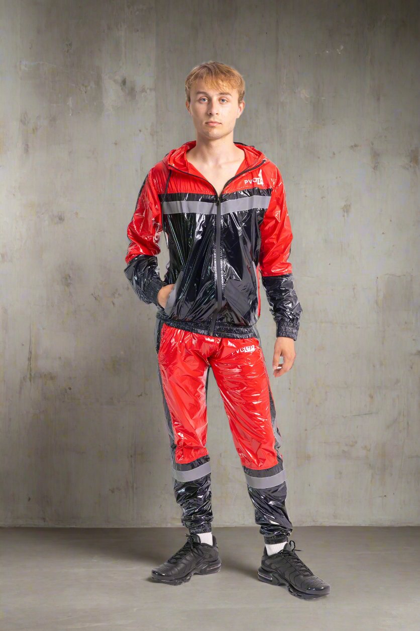 SHINE UP - black / red / reflective - PANTS - NYLON