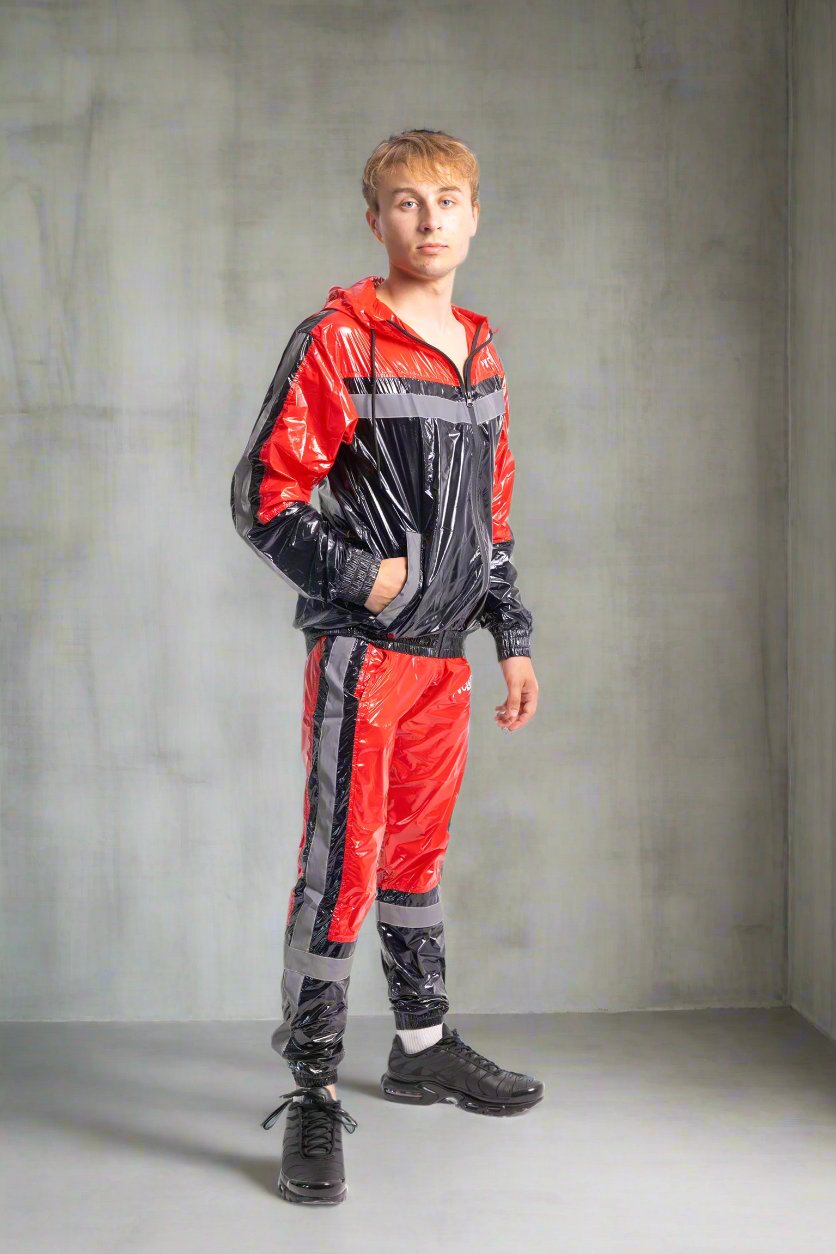 SHINE UP - black / red / reflective - JACKET - NYLON