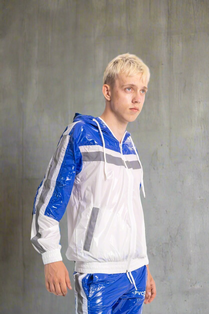 SHINE UP - white / blue / reflective - JACKET - NYLON