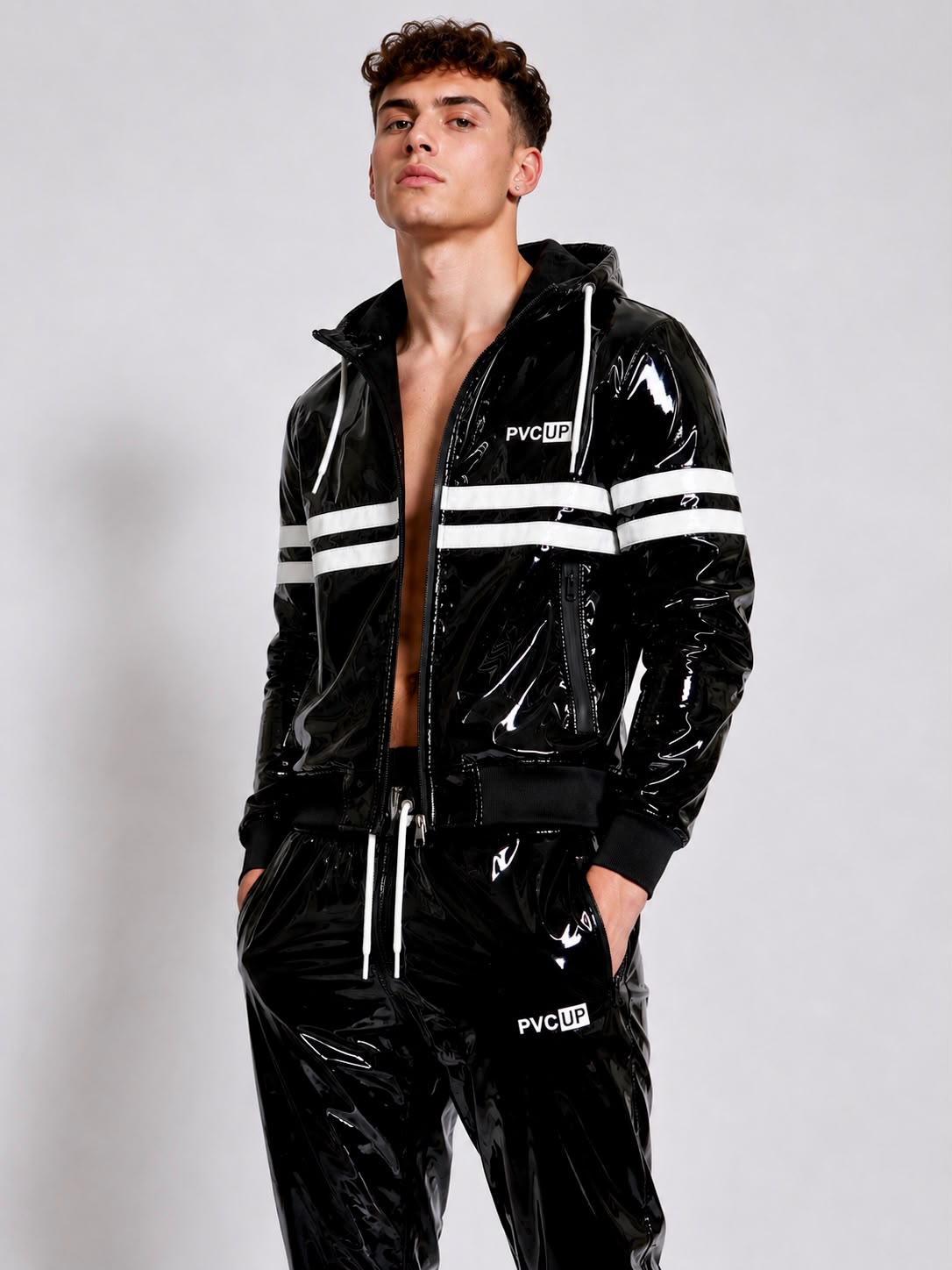 HOOK UP - black / white - JACKET - PVC PLUS