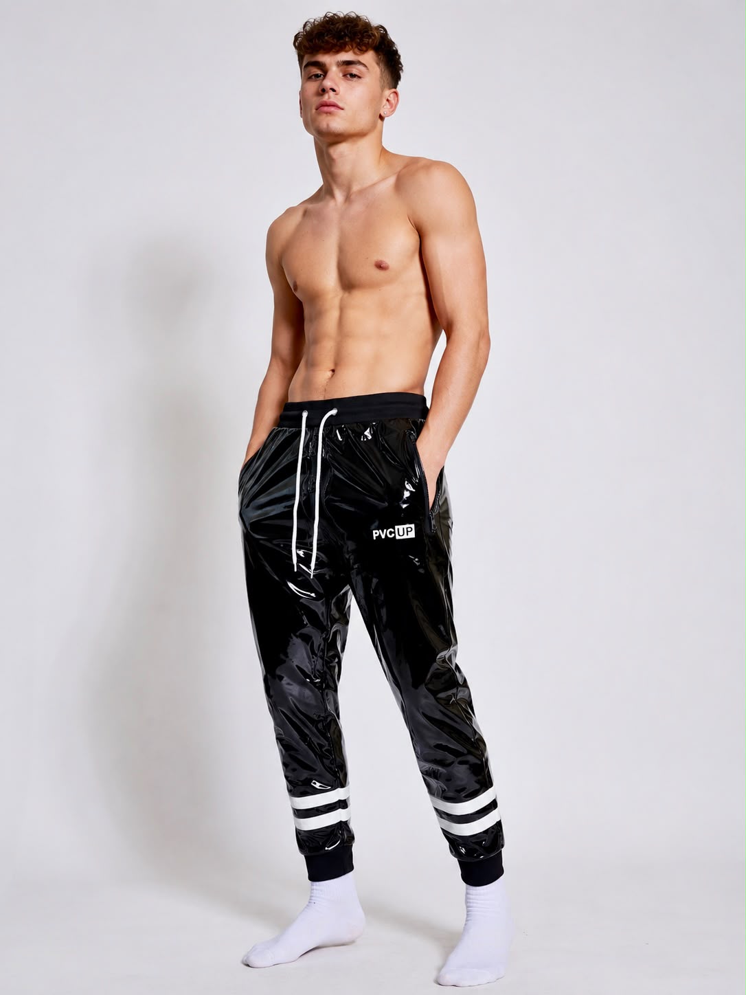HOOK UP - black / white - PANTS - PVC PLUS